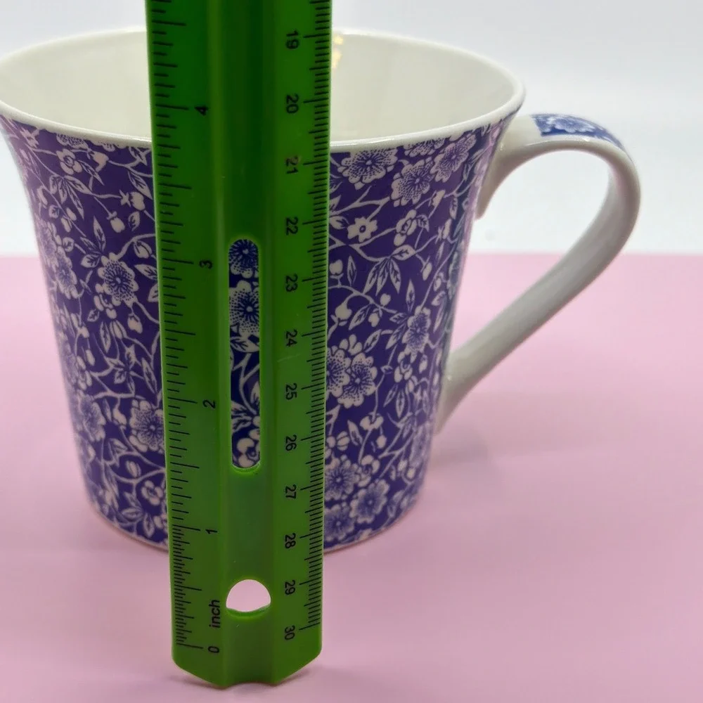 Pier 1 Imports Blue White Calico Floral Fine China Mug Coffee Tea Cup - Picture 3 of 9